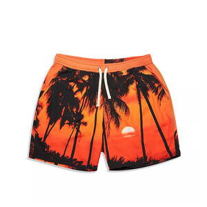 Blue Sky Inn Palm Print Swim Trunks Orange Size M 1514